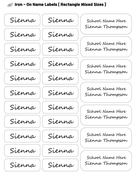 Iron-On Name Labels (Mixed Sizes)